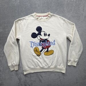 Disneyland Mickey Mouse Sweatshirt Mens Medium White Fleece Pullover Disney